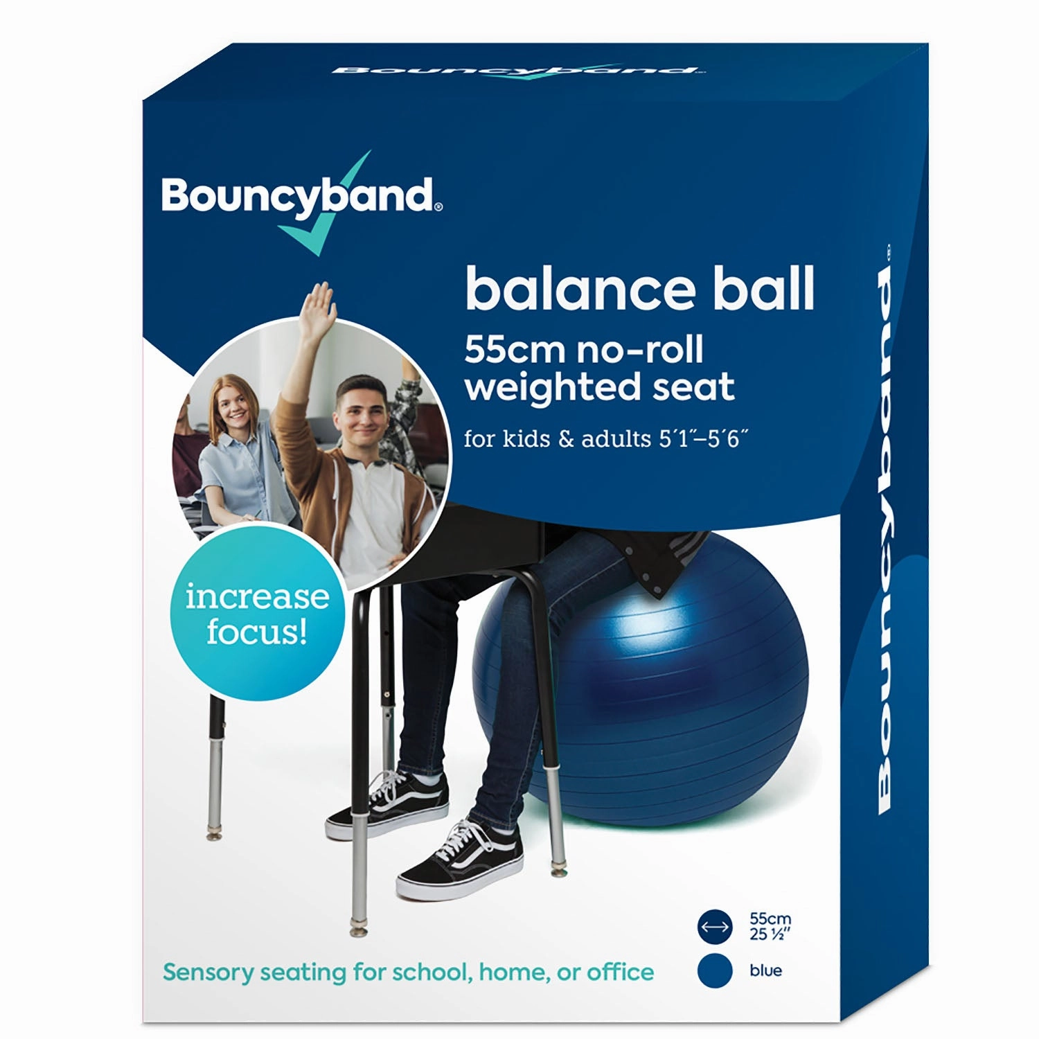 Bouncyband Balance Ball, 55cm  Blue: Enhance Focus & Fitness!