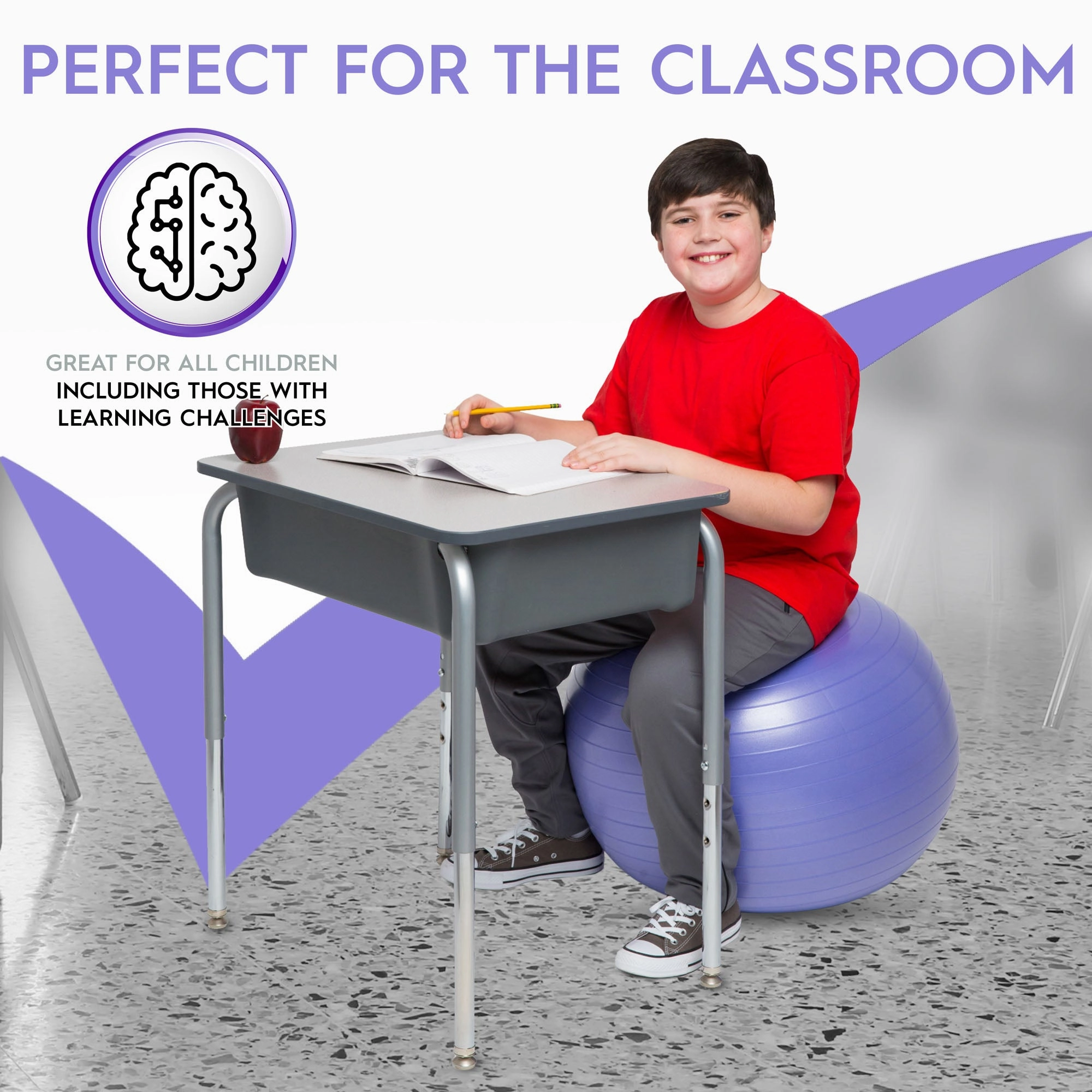 Bouncyband Balance Ball, 55cm, Purple - Focus & Fitness Enhancer