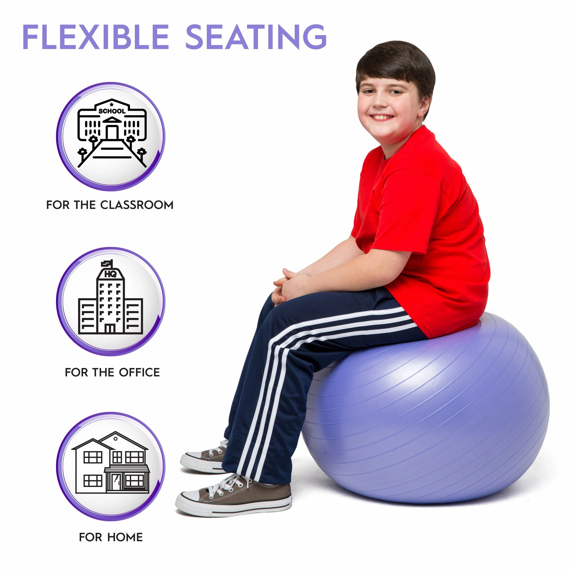 Bouncyband Balance Ball, 55cm, Purple - Focus & Fitness Enhancer