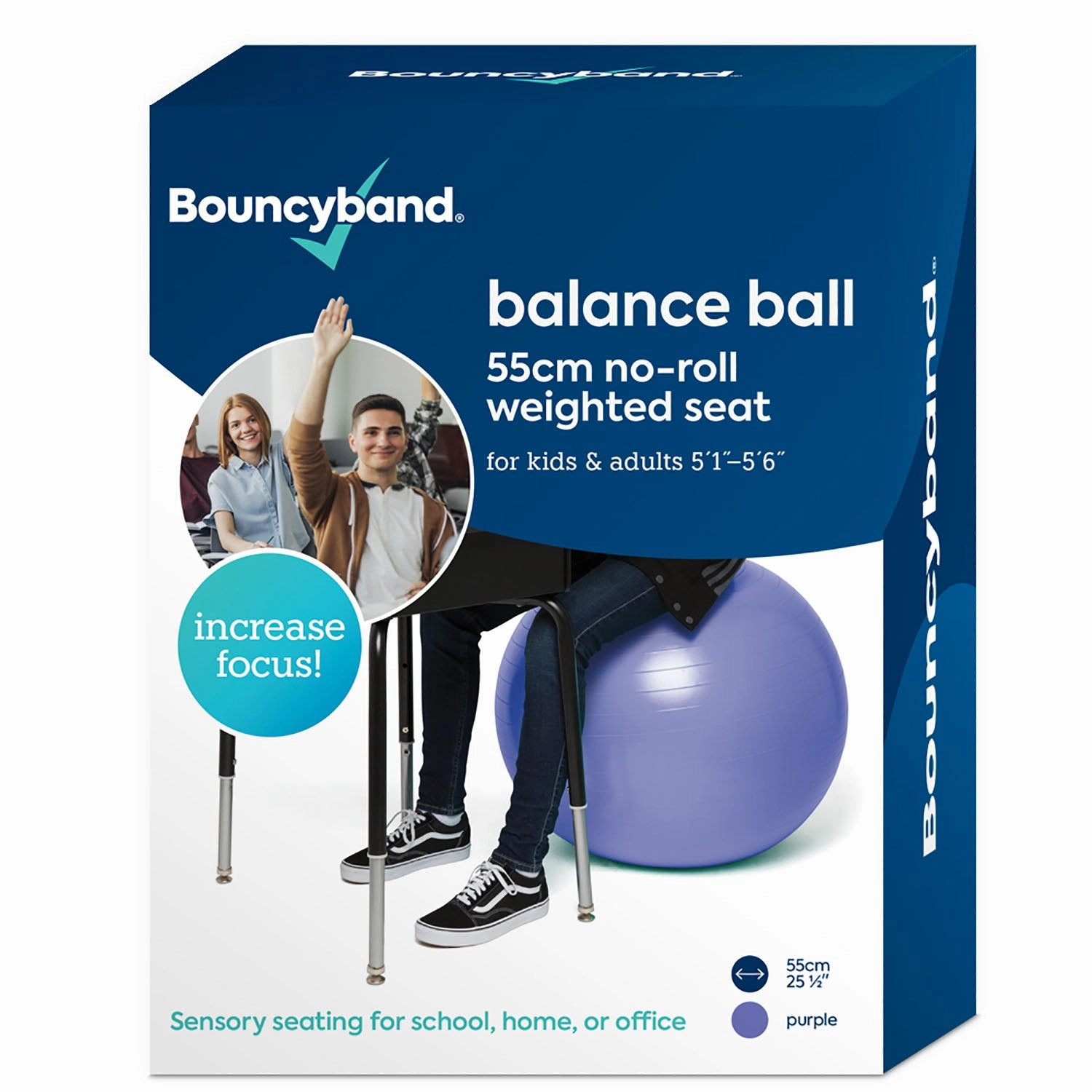 Bouncyband Balance Ball, 55cm, Purple - Focus & Fitness Enhancer