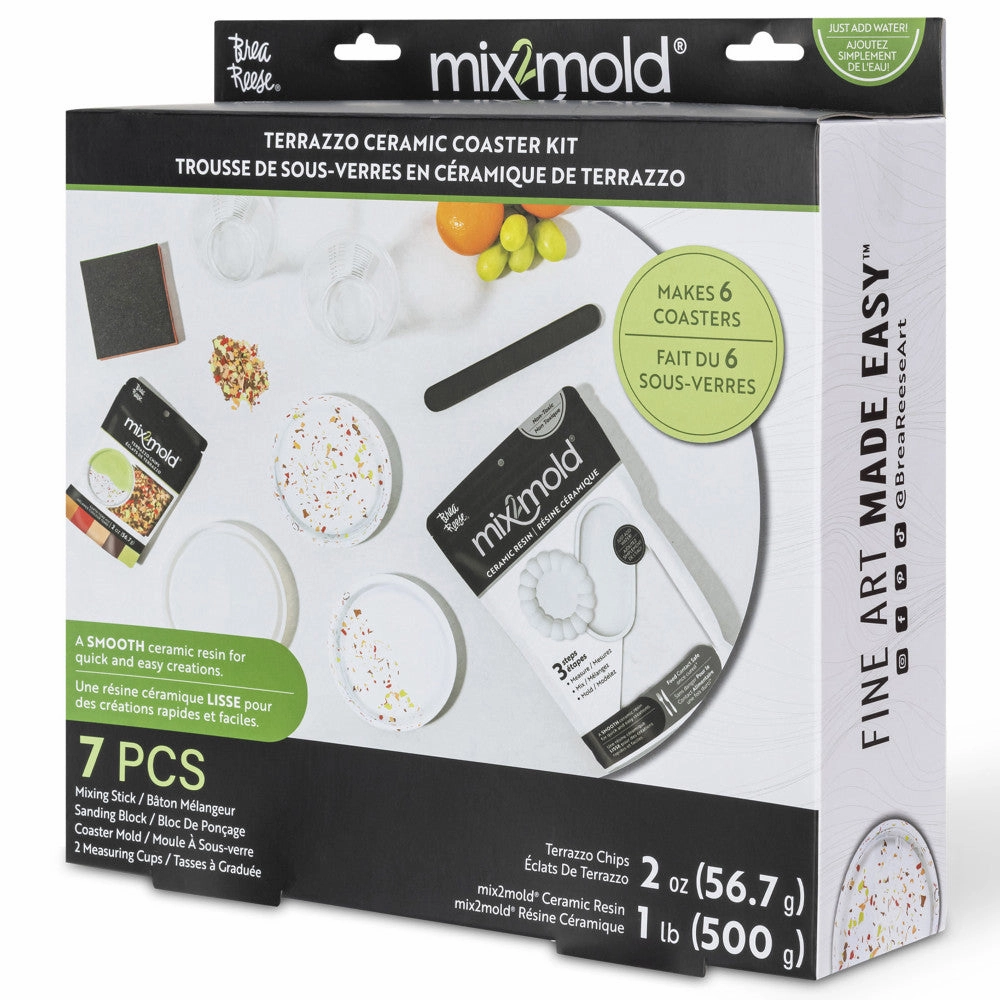 Brea Reese Mix2Mold Pastel Terrazzo DIY Ceramic Coaster Kit - Creates 6 Coasters
