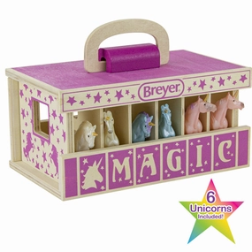 Breyer Unicorn Magic Wooden Stable Playset with 6 Unique Unicorns