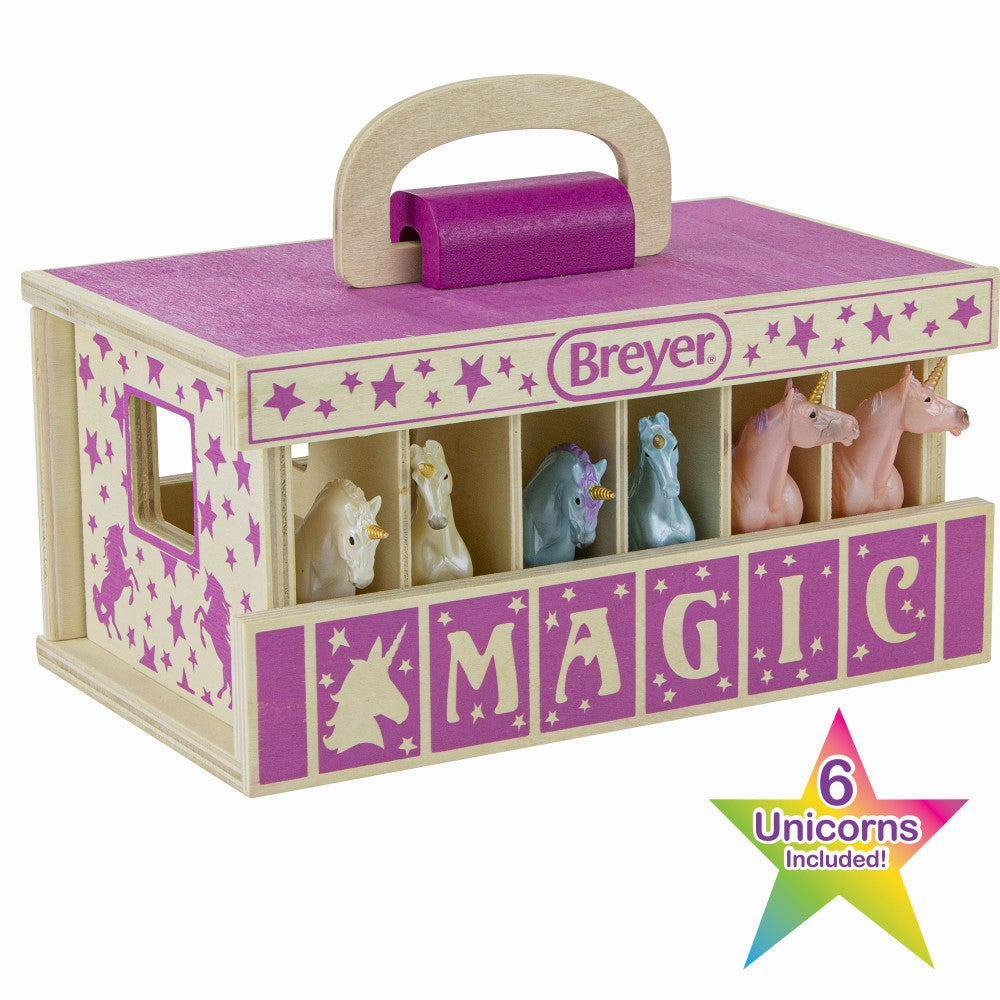 Breyer Unicorn Magic Wooden Stable Playset with 6 Unique Unicorns