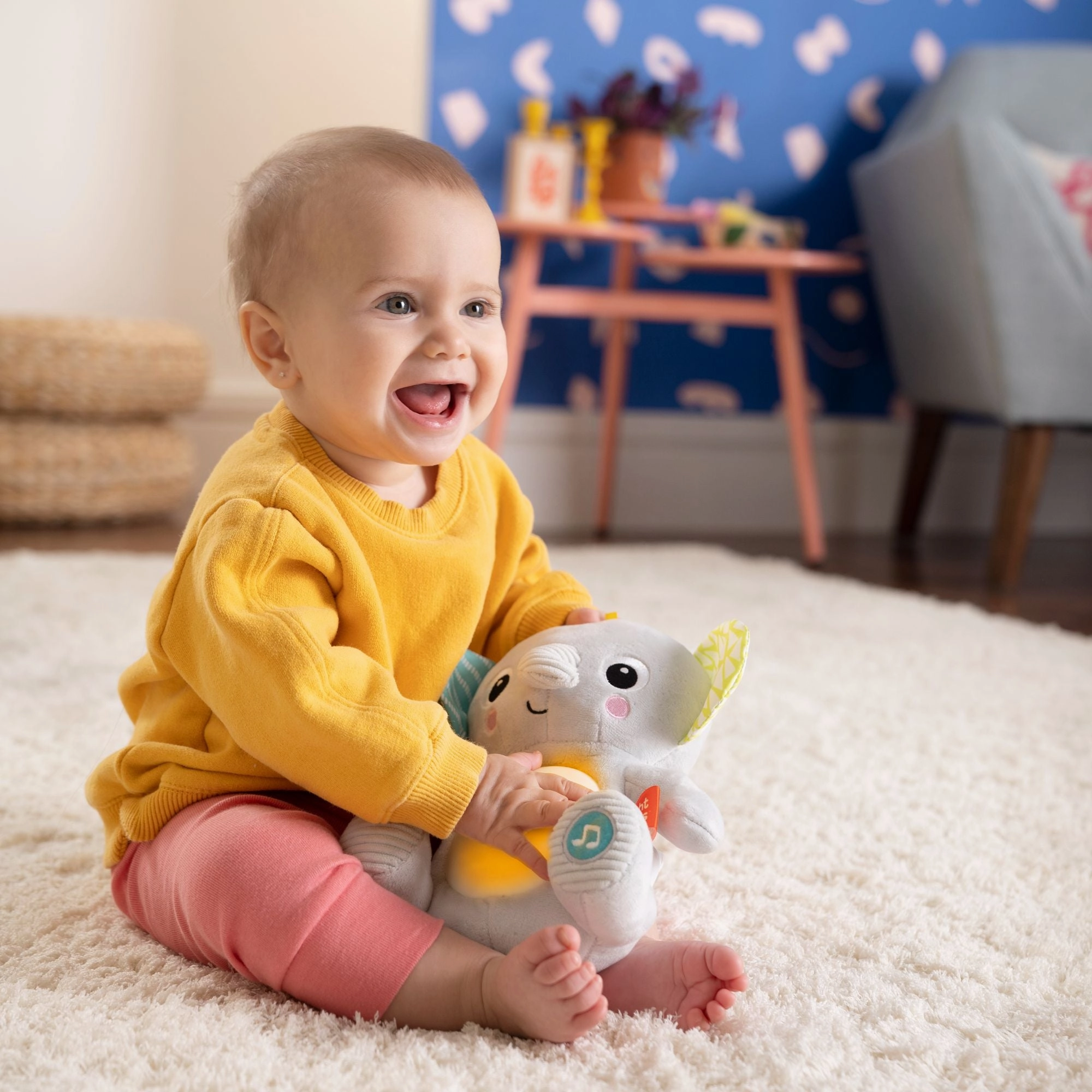 Bright Starts Hug-A-Bye Baby Light And Sound Elephant
