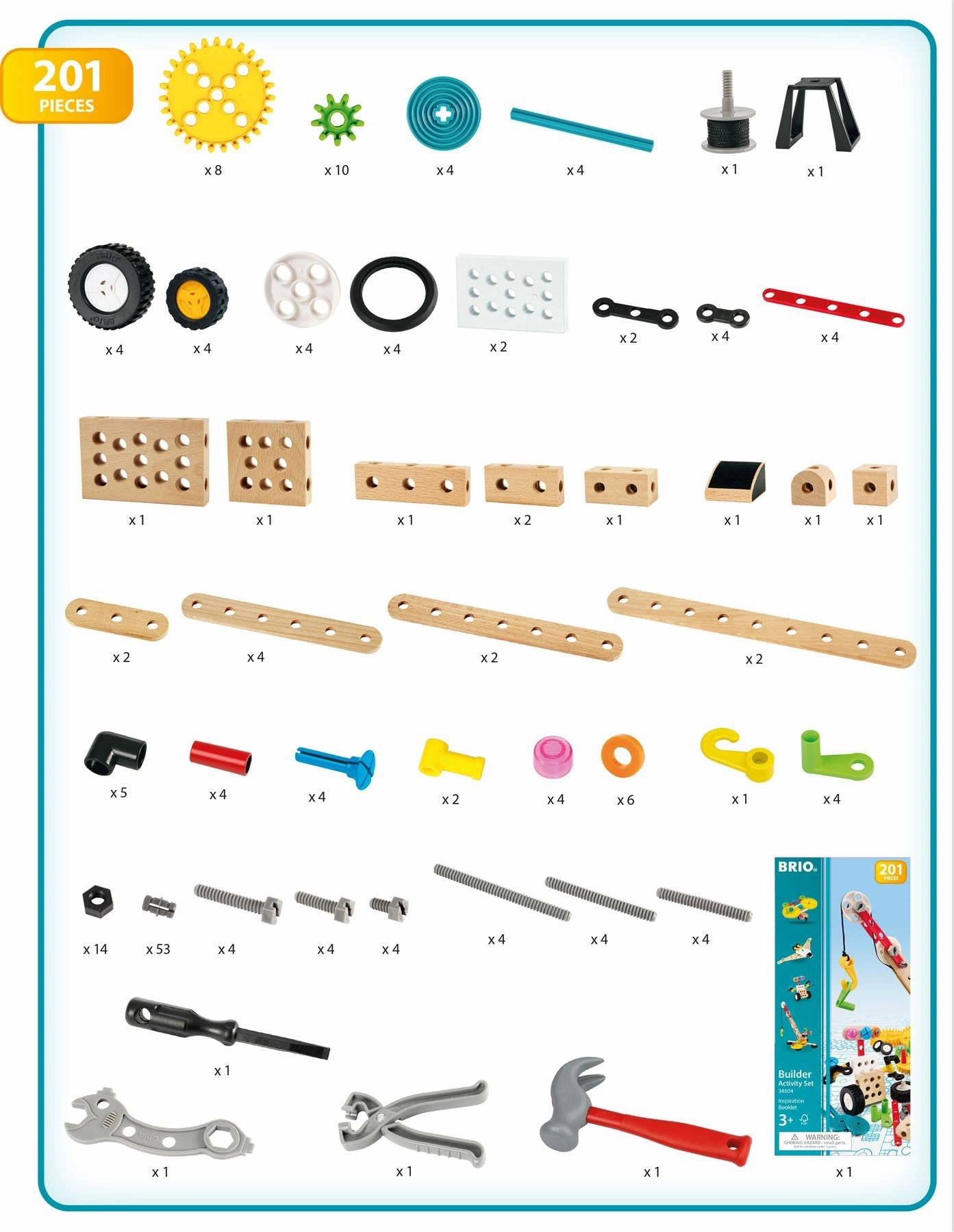 Brio Builder 34604 Activity Set 201 PC Construction Toy for Age 3 & Up