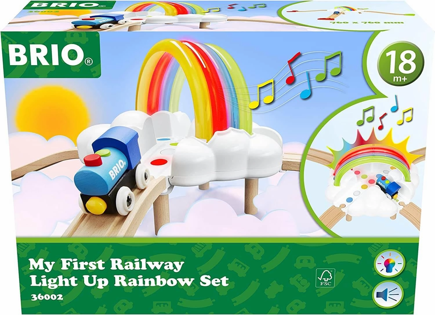 Brio My First Railway 36002 Light Up Rainbow Train Set for Ages 18M 