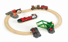 Brio World 33061 Cargo Harbour Train Set with Ship for Ages 3 and Up