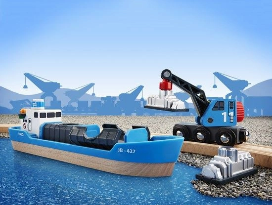Brio World 33534 Freight Ship & Crane Railway Playset for Ages 3 & Up