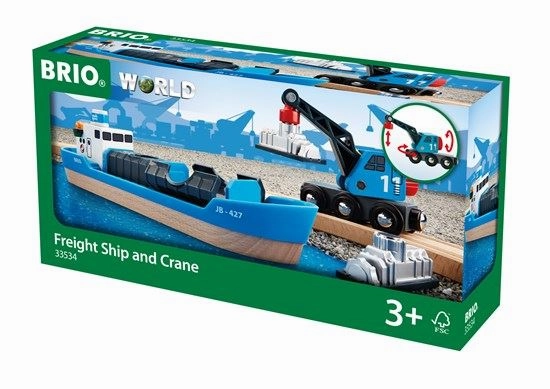 Brio World 33534 Freight Ship & Crane Railway Playset for Ages 3 & Up