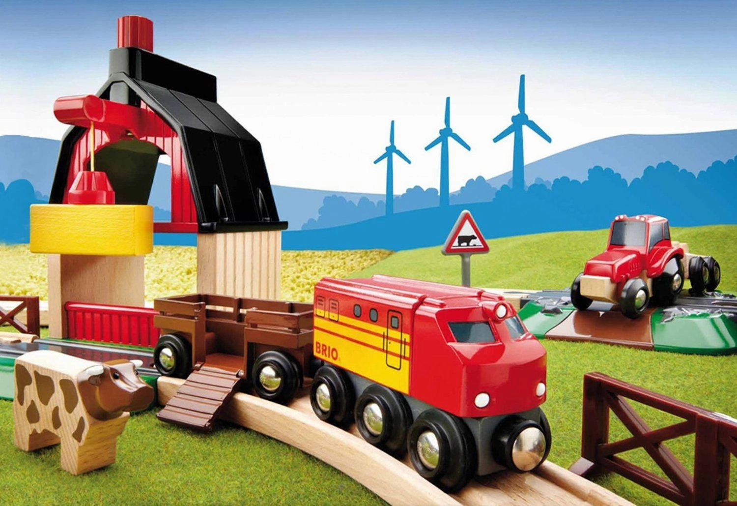Brio World 33719 Farm Railway Set Interactive Train Toy for Age 3 & Up