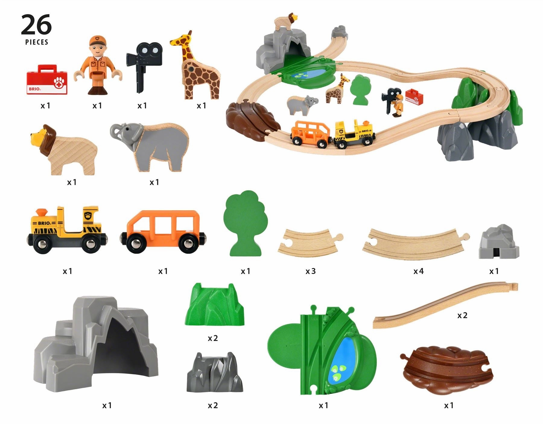 Brio World 33960 Safari Adventure Wooden Train Set for Ages 3 and Up