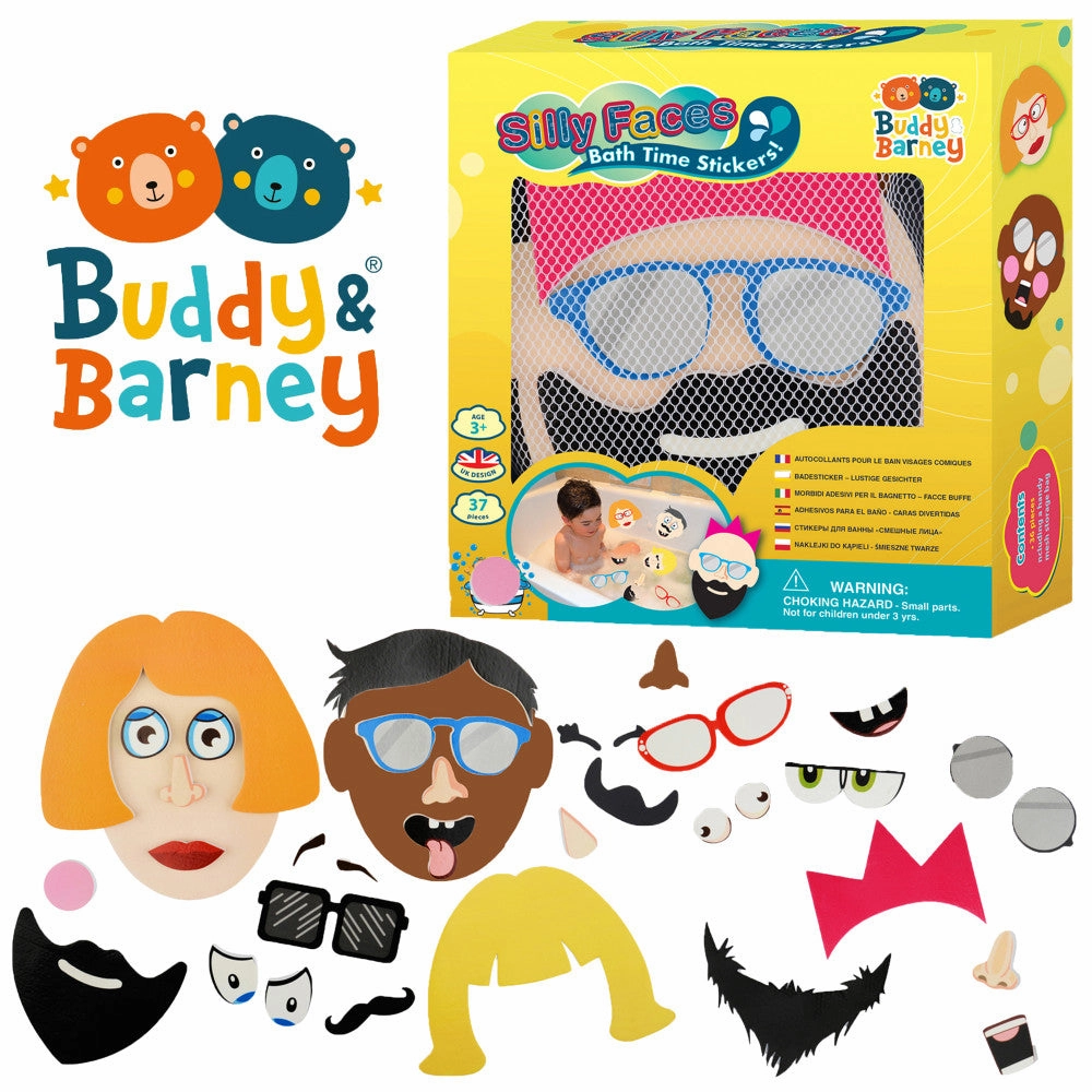 Buddy & Barney Silly Faces 36 Reusable Bath Stickers