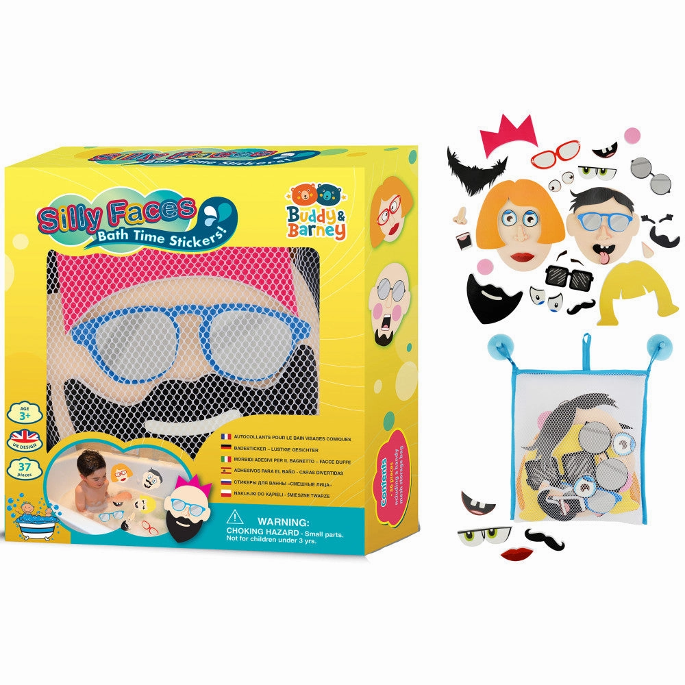 Buddy & Barney Silly Faces 36 Reusable Bath Stickers