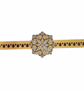 Canvas Design Mandala Yellow Rakhi/Band For Kids Ages 3-12 Years