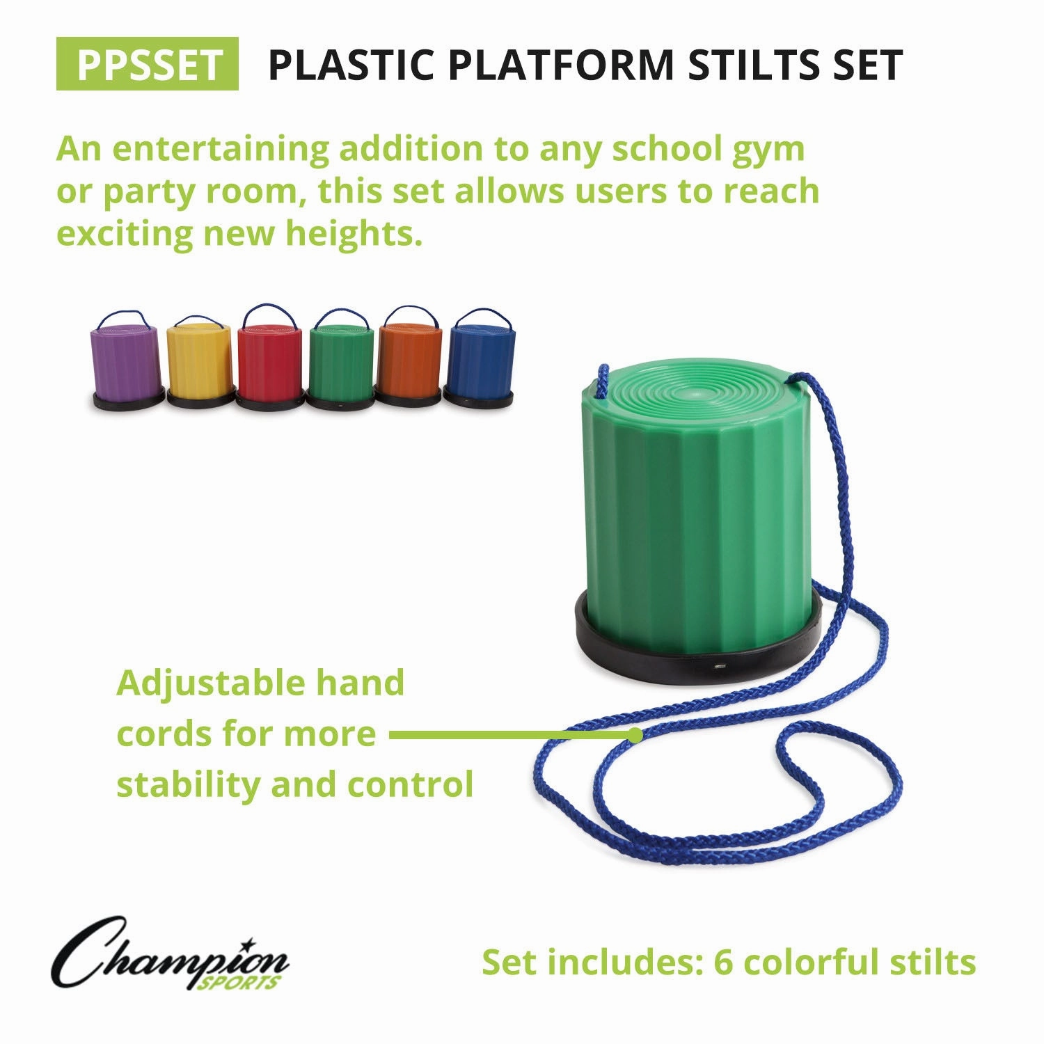 Champion Sports Rainbow Platform Stilts, Set of 6