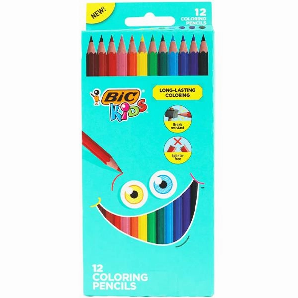 Children's Pack of 12 Break Resistant Bright Colouring Pencils