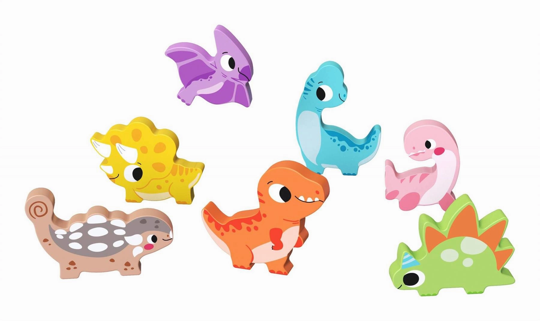 Children's Wooden Dinosaur 8 Piece Chunky Puzzle for Ages 1 and Up