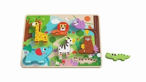 Children's Wooden Wild Animal 8 Piece Chunky Puzzle for Ages 1 and Up