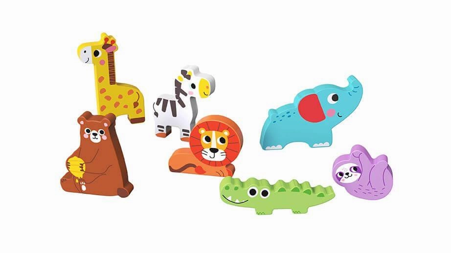 Children's Wooden Wild Animal 8 Piece Chunky Puzzle for Ages 1 and Up