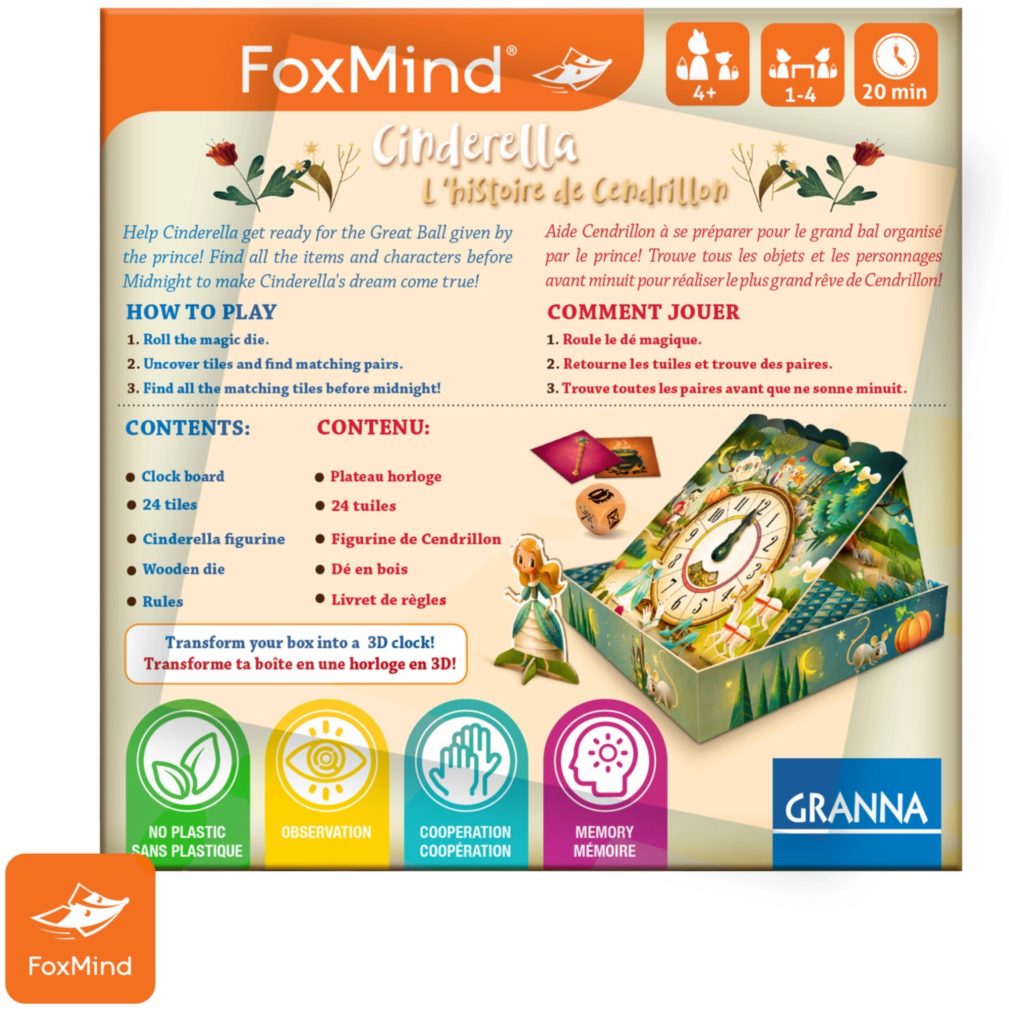 Cinderella Memory Board Game by FoxMind, Cooperative Fairytale Adventure