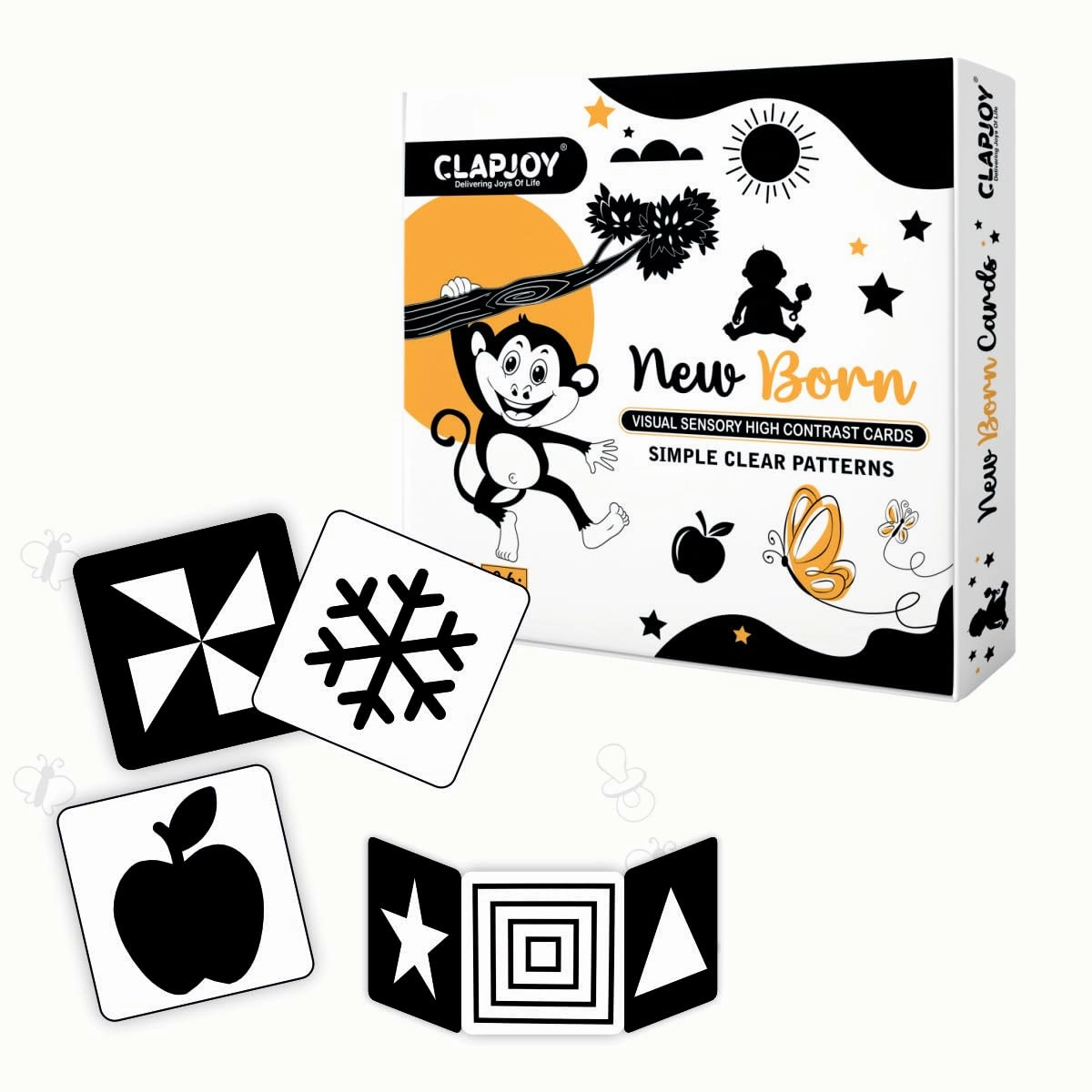 Clapjoy Black And White Flashcards - Best Gift For New Born Babies Of Age 0-6 Months