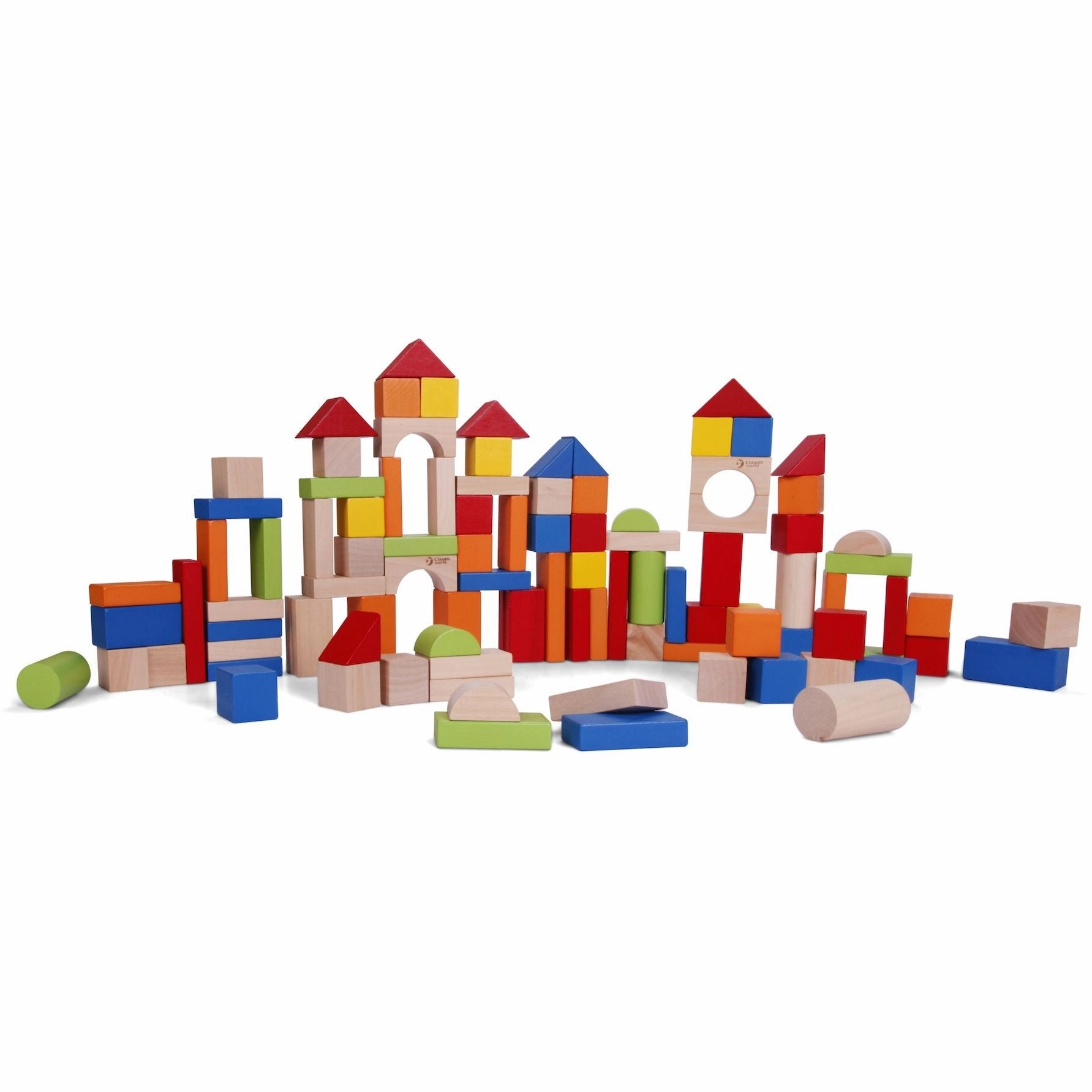 Classic World 100 Piece Wooden Blocks In Barrel