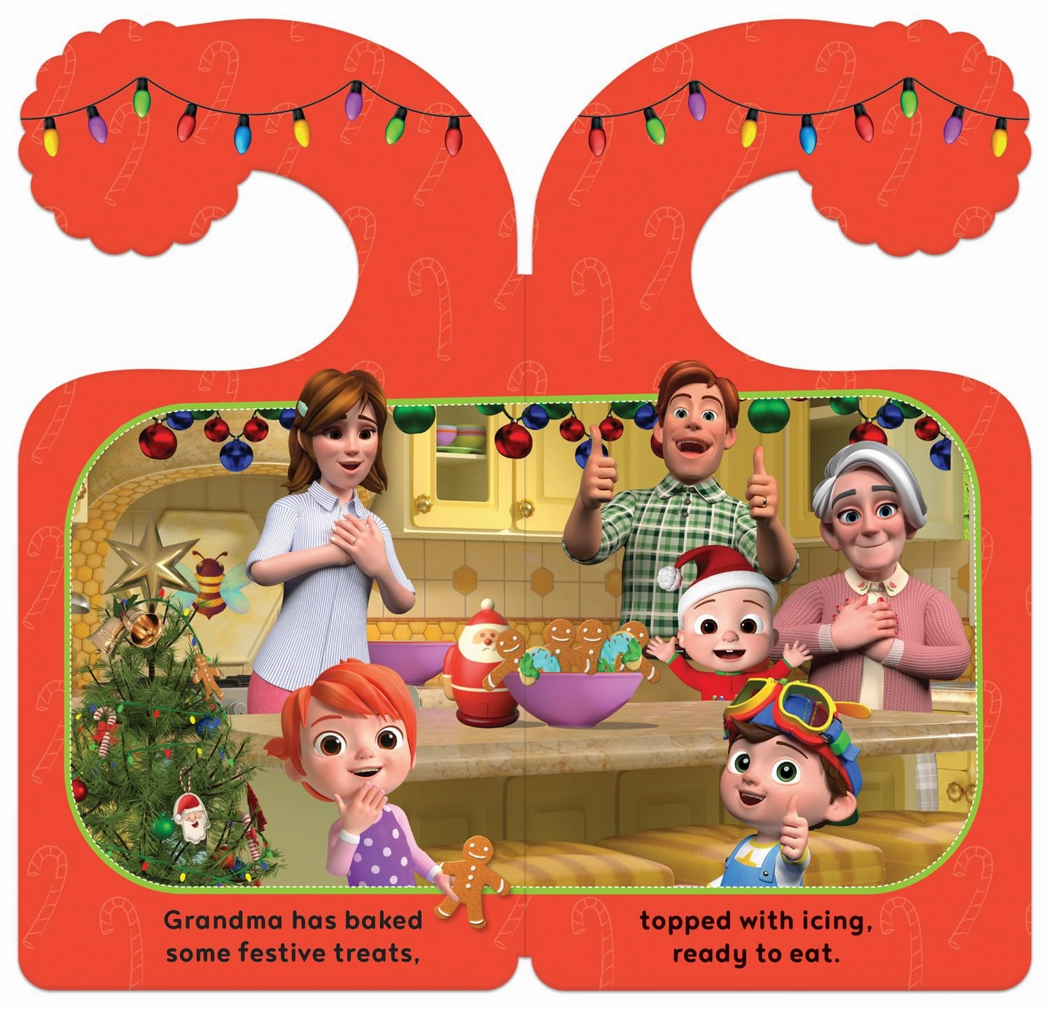 CoComelon Santa Stop Here! a childrens picture book and door hanger for Christmas Eve for Ages 18 months Above
