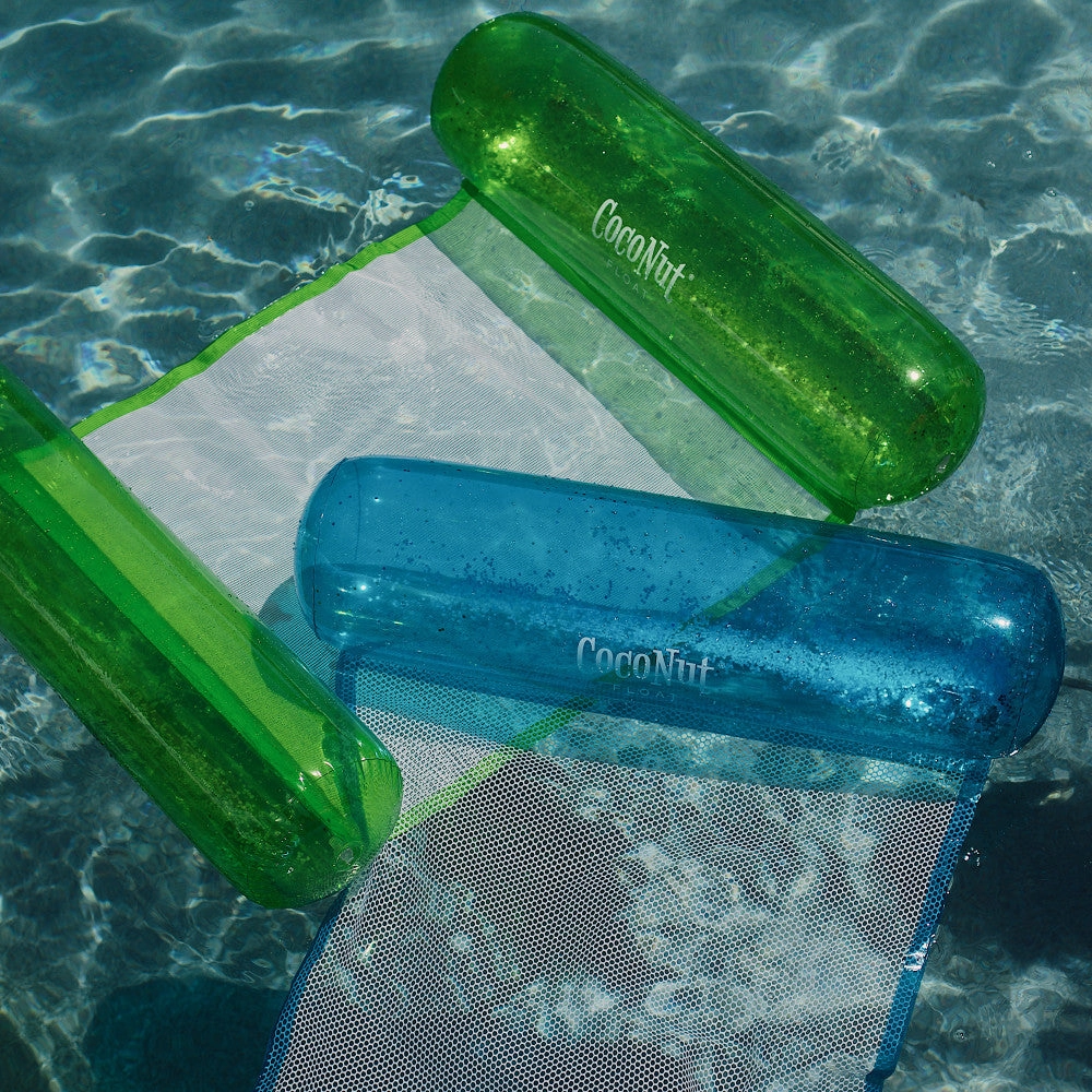 CocoNut Float Green Glitter Hammock Pool Lounger - 49" x 30" Inflatable Relaxation Chair