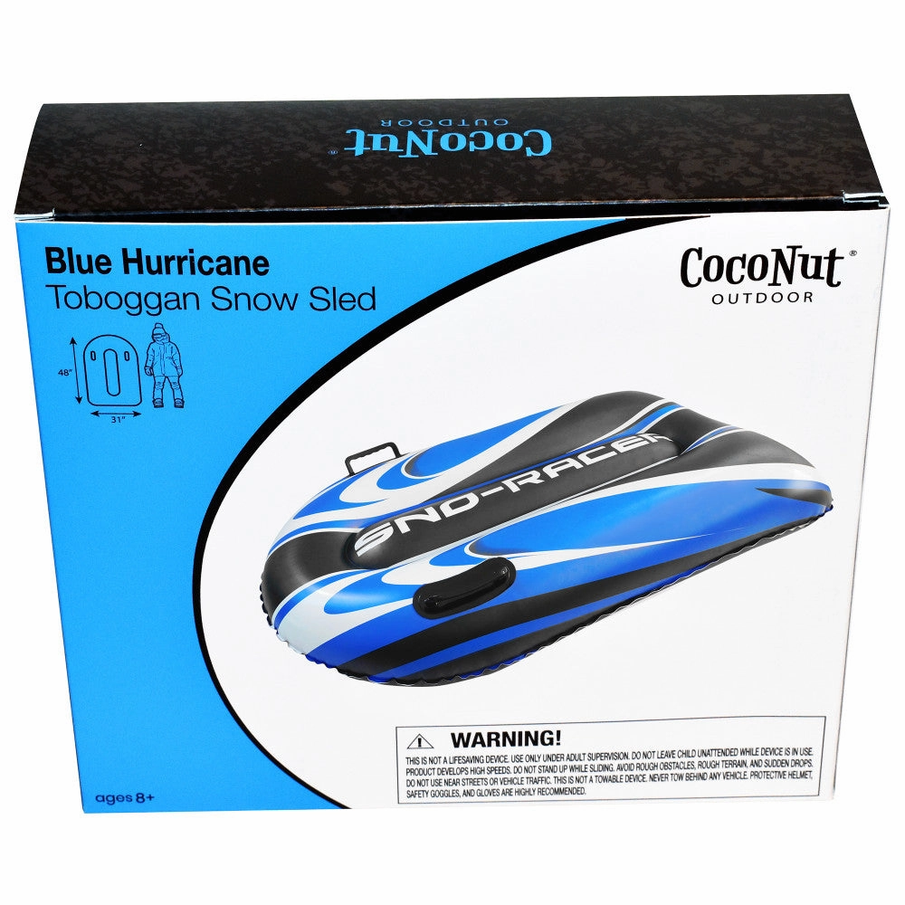 CocoNut Outdoor Inflatable Blue Hurricane Toboggan Snow Sled - 48x31