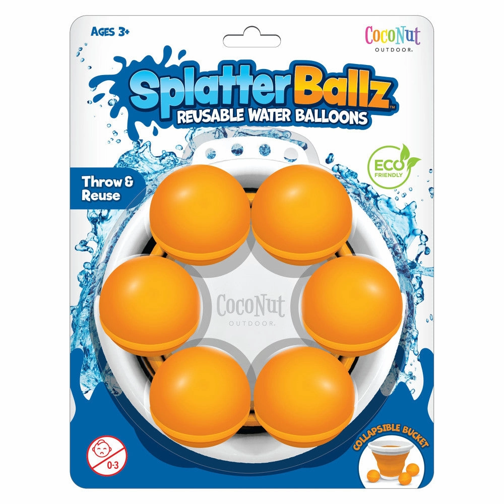 CocoNut Outdoor SplatterBallz Magnetic Water Balloon Battle Kit, Orange - Outdoor Game for Kids 5 