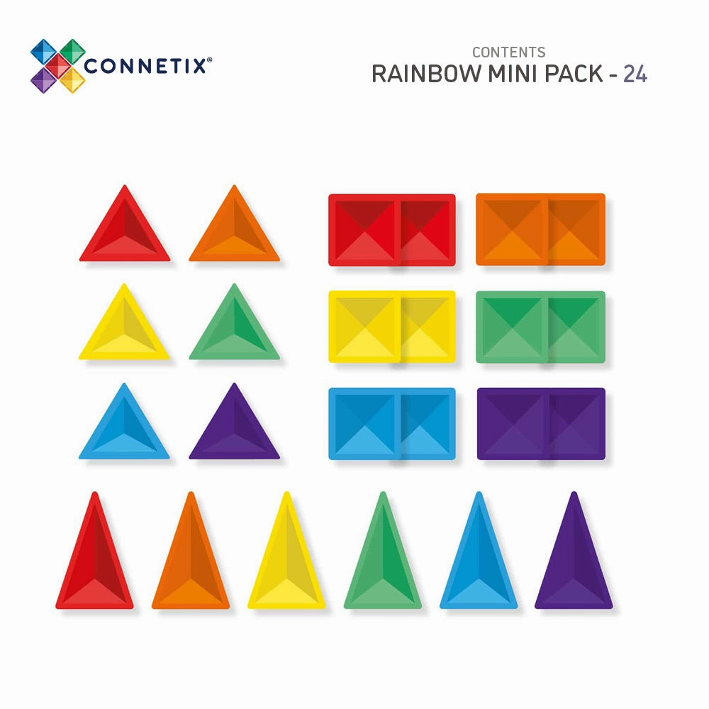 CONNETIX Magnetic Tiles 24 Piece Rainbow Mini Pack