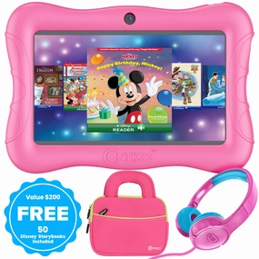 Contixo 7" Kids Tablet Bundle - Pink, with Disney eBooks & Kid-Proof Case