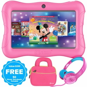Contixo 7" Kids Tablet Bundle - Pink, with Disney eBooks & Kid-Proof Case