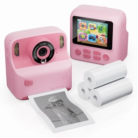 Contixo KC2 Kids Multi-Function Instant Print 16x Digital Zoom Camera w/ 2.4 Inch Screen & Built-In Inkless Printer - Perfect Fun for Ages 3-12! - Pink