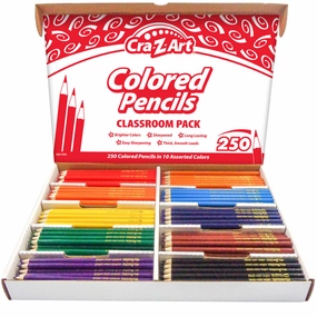 Cra-Z-Art Classroom Colored Pencil Bulk Pack - 250 Pieces in 10 Assorted Colors