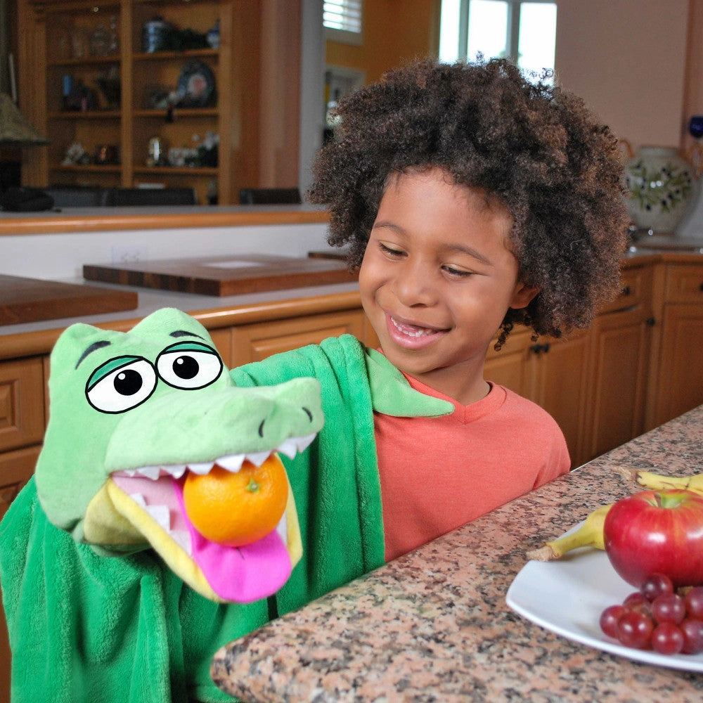Cuddleuppets Gator - Green, 2-in-1 Plush Puppet & Blanket