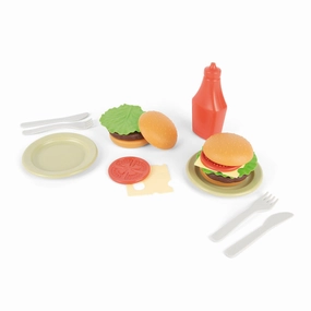 Dantoy BIO Burger 19-Piece Play Food Set - Eco-Friendly Bioplastic, for Toddlers Age 2 