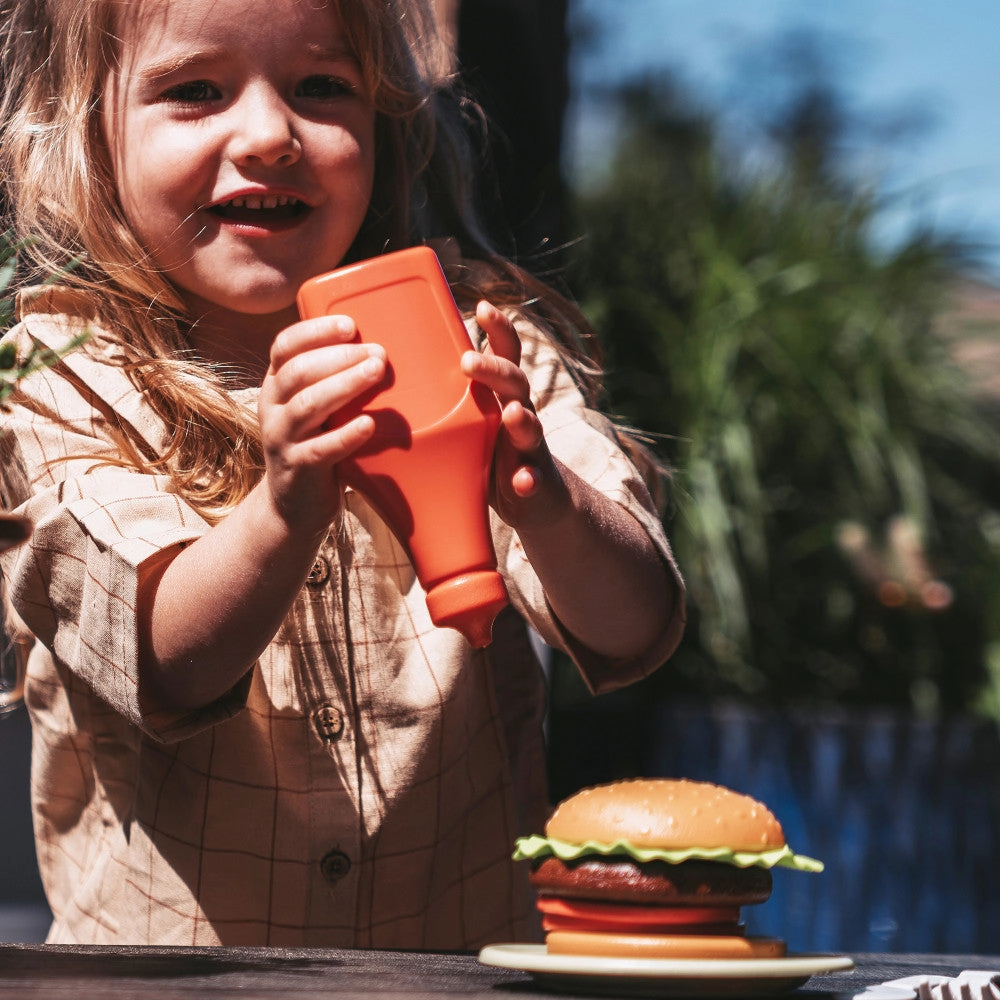 Dantoy BIO Burger 19-Piece Play Food Set - Eco-Friendly Bioplastic, for Toddlers Age 2 