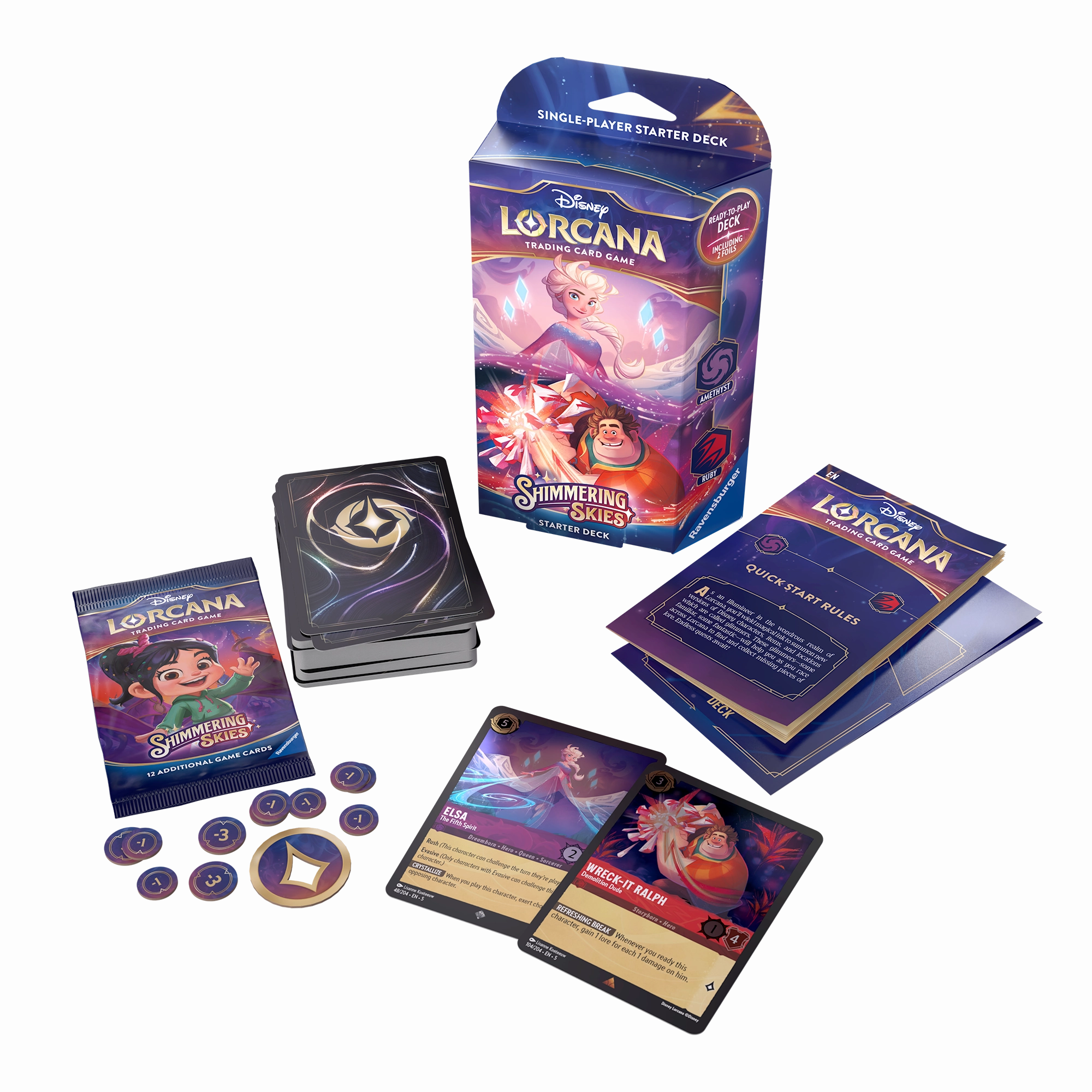 Disney Lorcana TCG S5 Shimmering Skies Starter Deck  Amethyst & Ruby