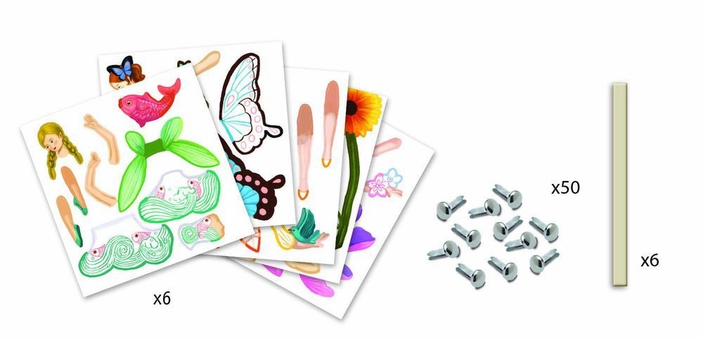 Djeco Colour In Jumping Jacks 6 Pack Fairies