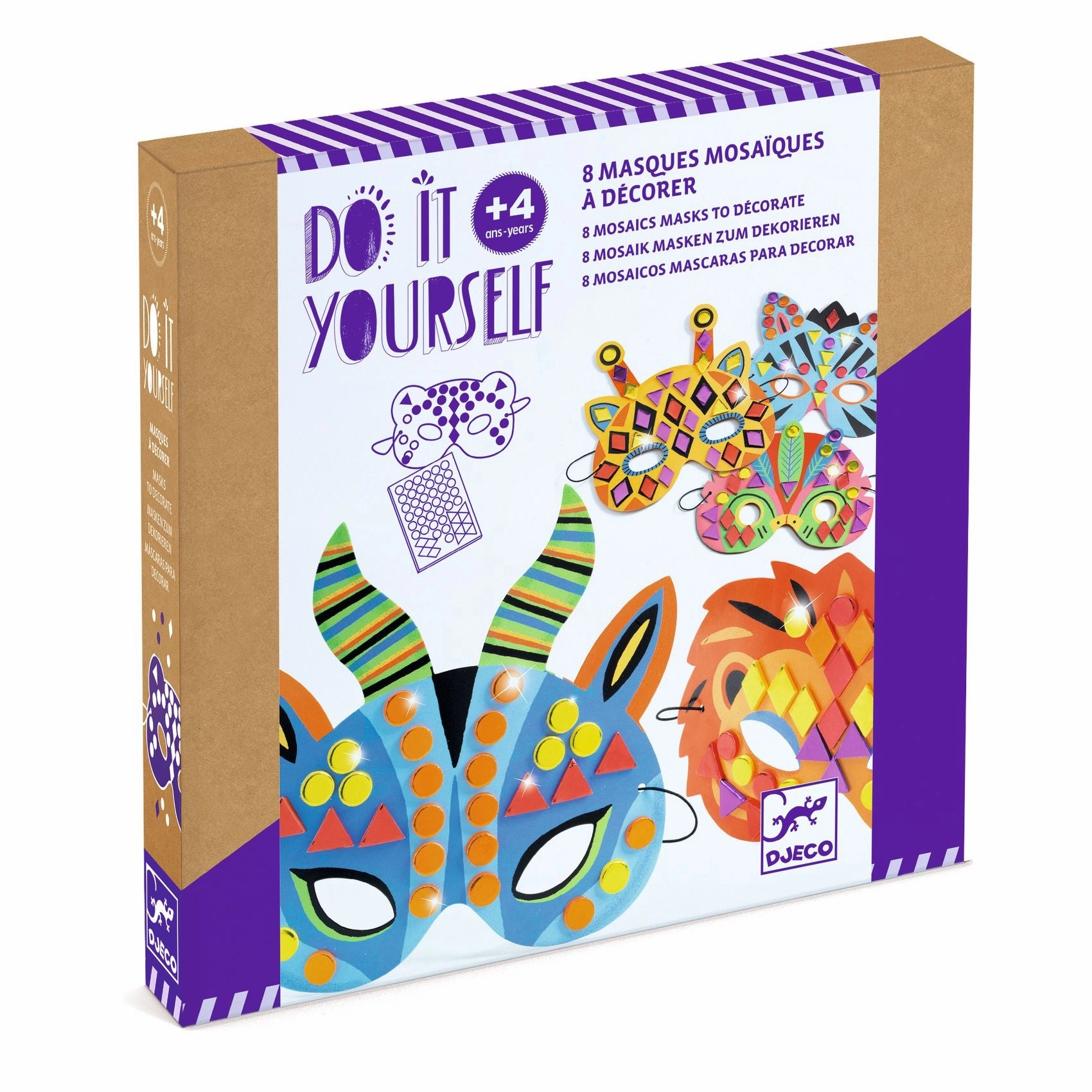 Djeco Do It Yourself Mosaic Jungle Animal Mask Craft Kit for Ages 4 