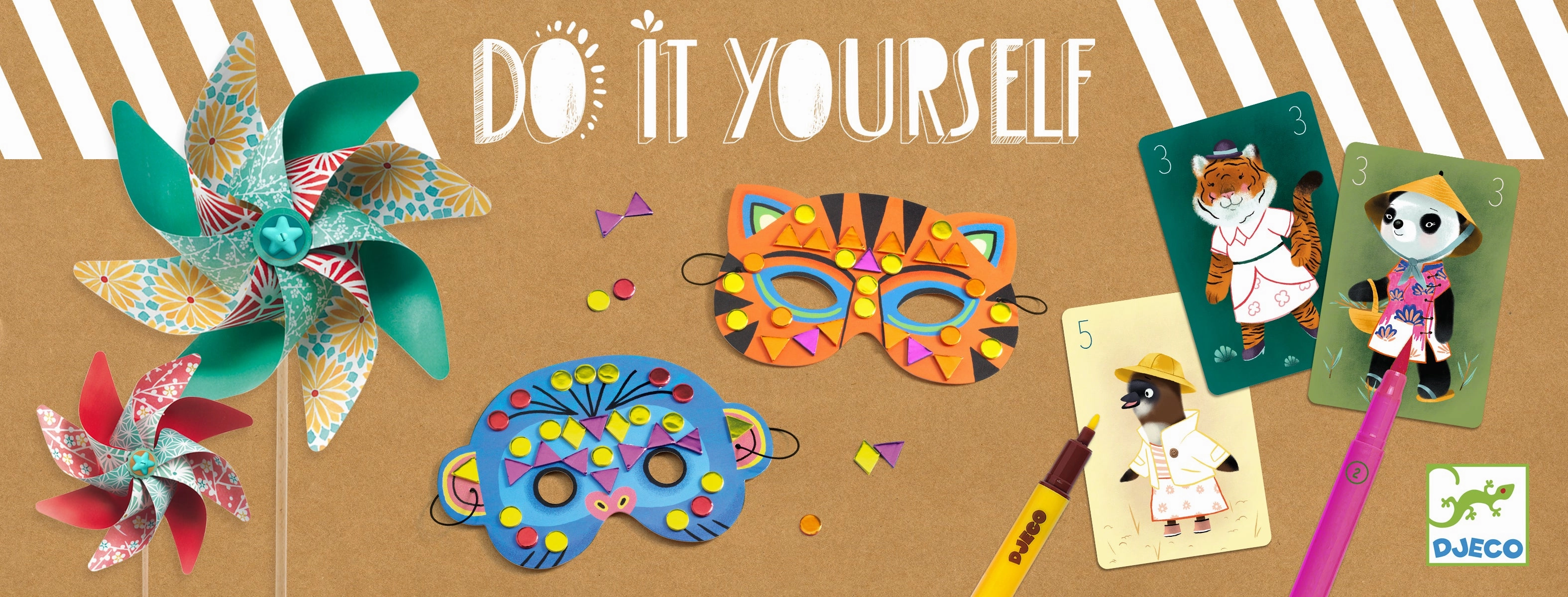 Djeco Do It Yourself Mosaic Jungle Animal Mask Craft Kit for Ages 4 