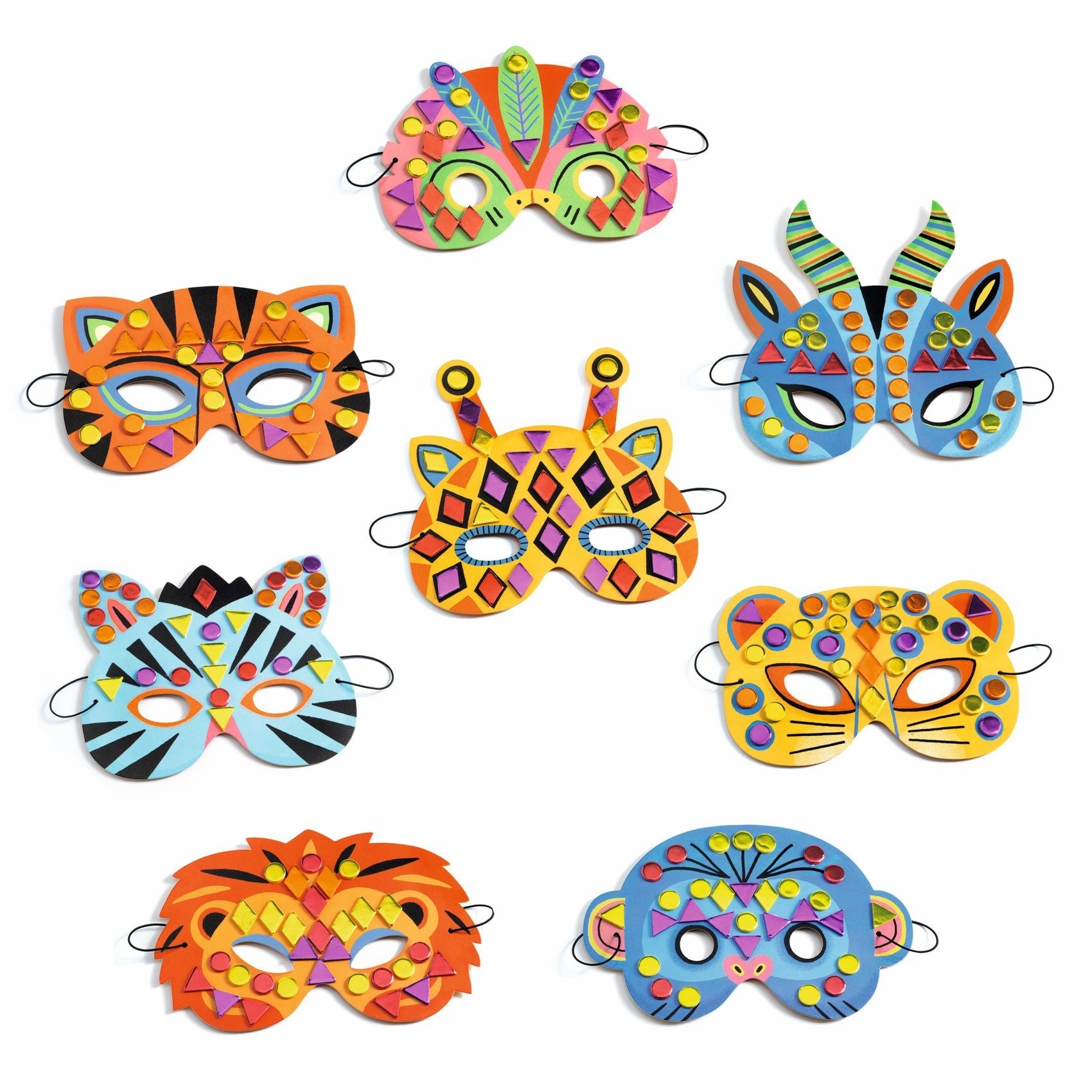 Djeco Do It Yourself Mosaic Jungle Animal Mask Craft Kit for Ages 4 