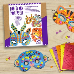 Djeco Do It Yourself Mosaic Jungle Animal Mask Craft Kit for Ages 4 