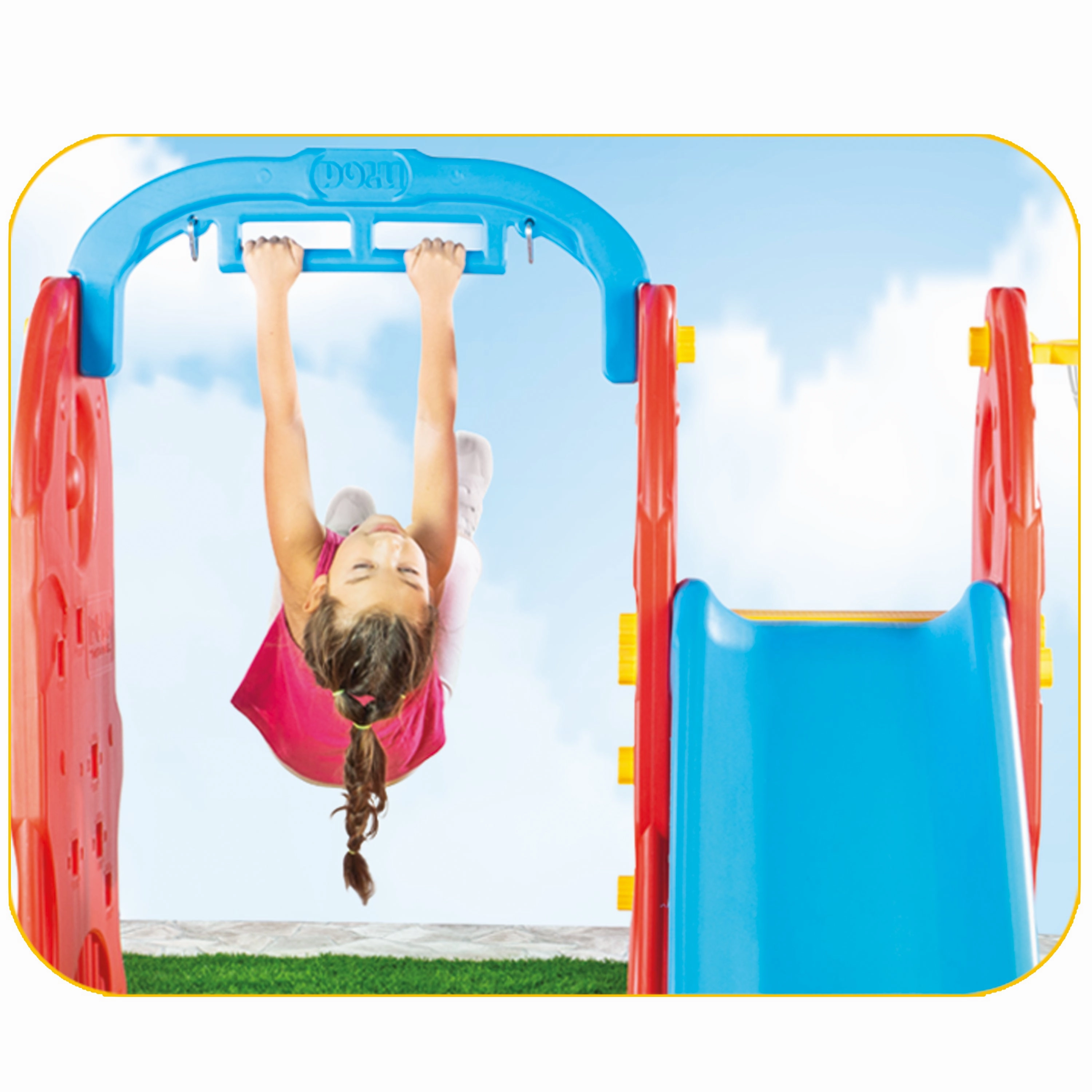 Dolu 7-in-1 Vibrant Playground Set with Swing, Slide & Sports Fun, Ages 2 