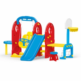 Dolu 7-in-1 Vibrant Playground Set with Swing, Slide & Sports Fun, Ages 2 