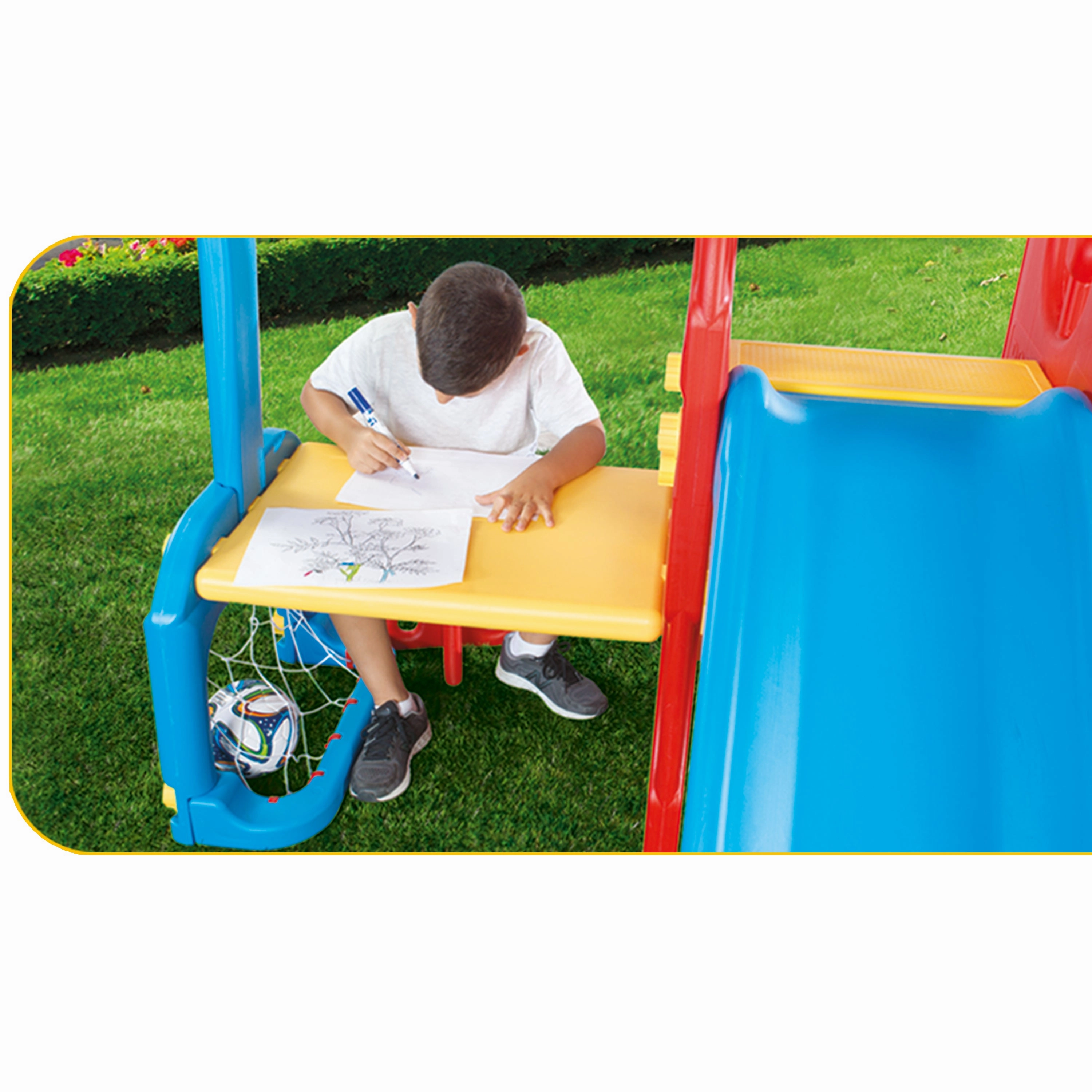 Dolu 7-in-1 Vibrant Playground Set with Swing, Slide & Sports Fun, Ages 2 