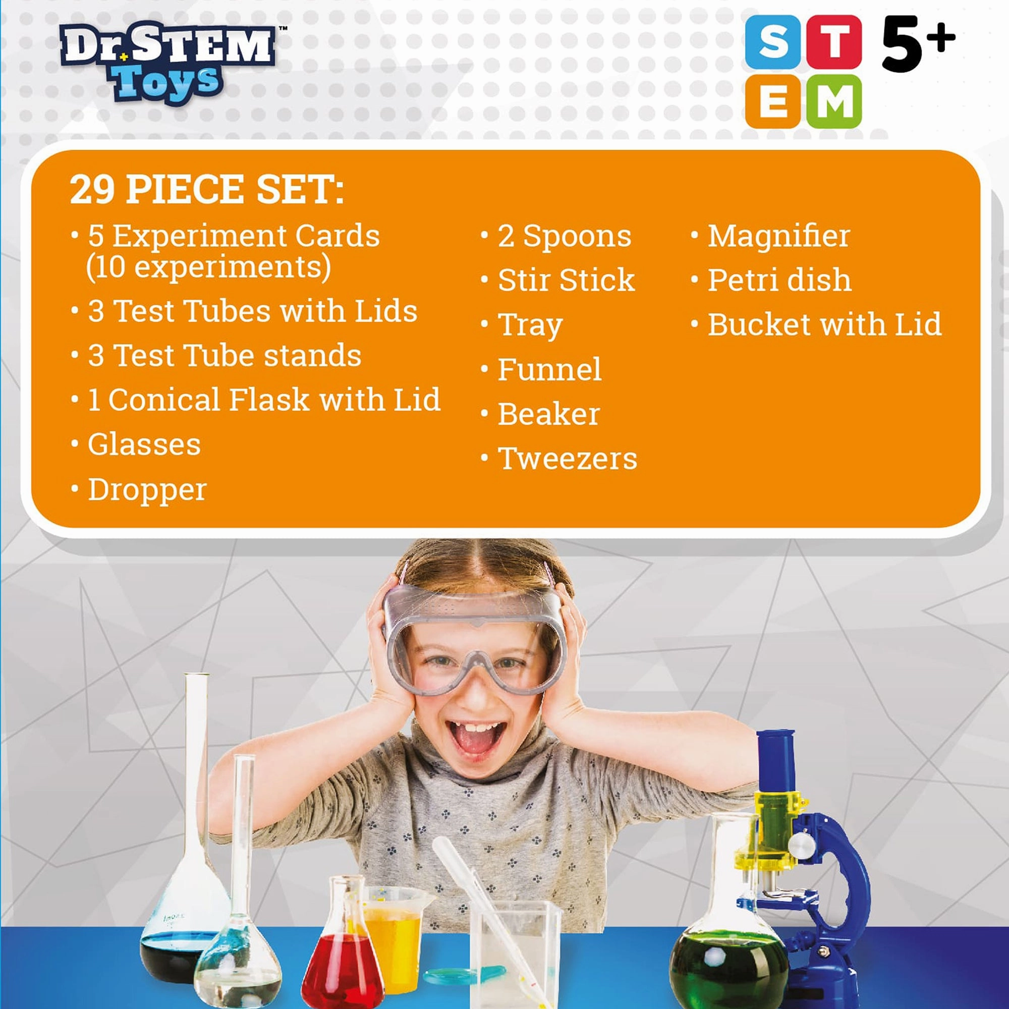 Dr. STEM Chemistry Adventure Set - 10 Experiment Kit for Kids Age 5 