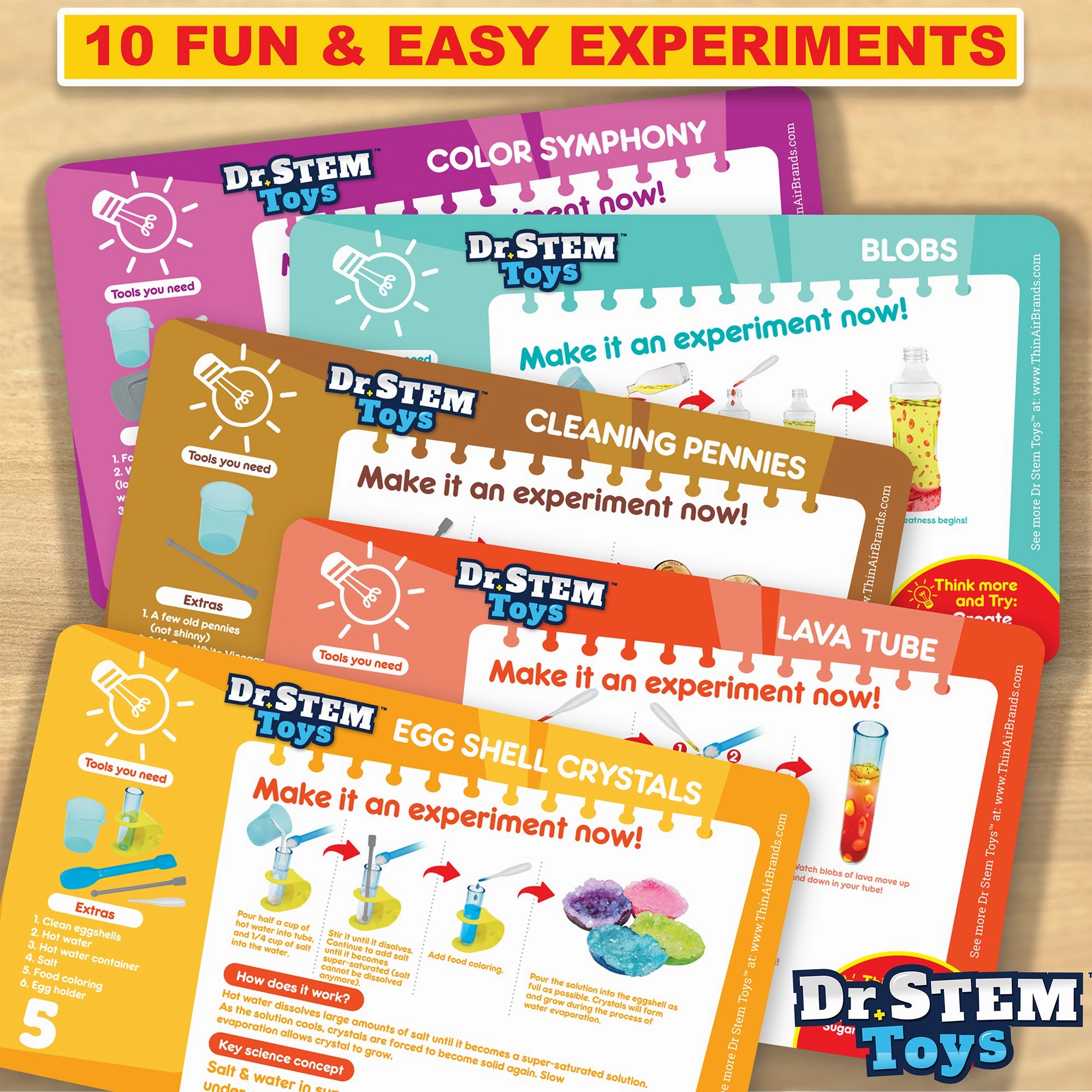 Dr. STEM Chemistry Adventure Set - 10 Experiment Kit for Kids Age 5 