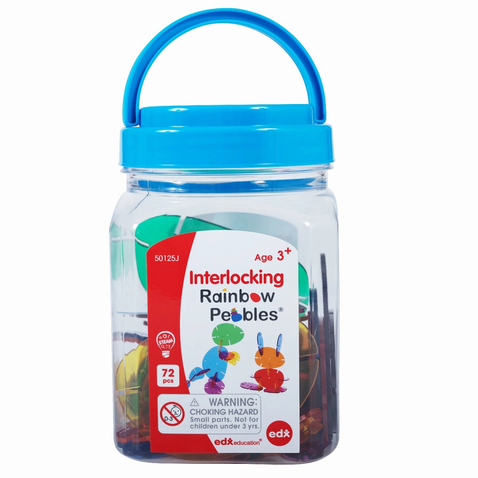 edxeducation Interlocking Rainbow Pebbles Mini Jar - Creative Building Toy